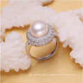 European Ring Wedding Ring Pearl Ring 925 Sterling Silver 10-11mm AAA Bread Round Fashion Pearl Ring